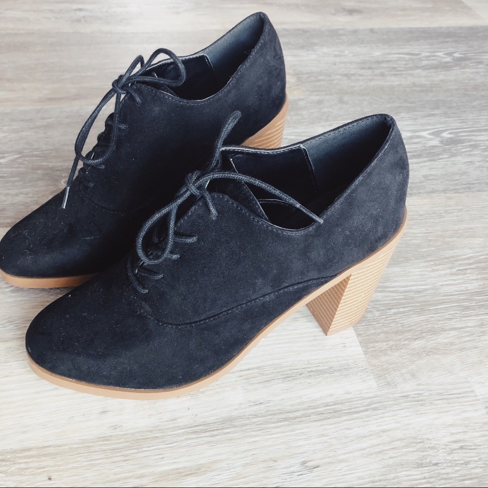 Lace-up [Block Wedge] Suede Vintage Booties
